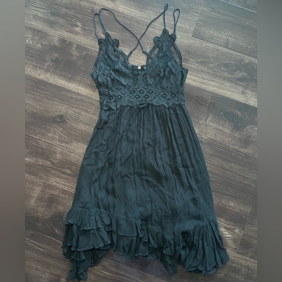 Free People Black Adella Slip Lace Dress Size Small - Picture 2 of 7